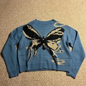 SHEIN EZwear Butterfly Pattern Drop Shoulder Sweater